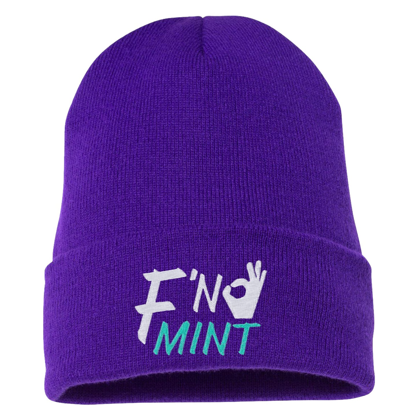 FN Mint Embroidered Cuffed Beanie