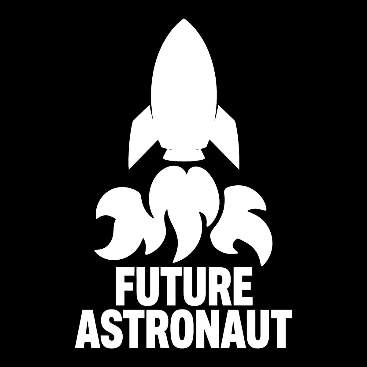 Future Astronaut decal in white on a black background