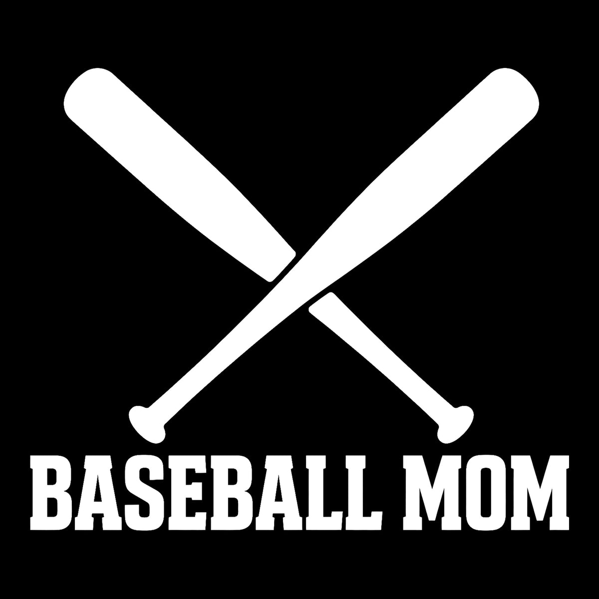Baseball Mom decal in white on a black background