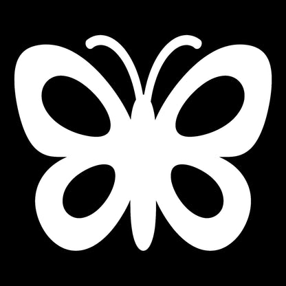 Butterfly decal in white on a black background