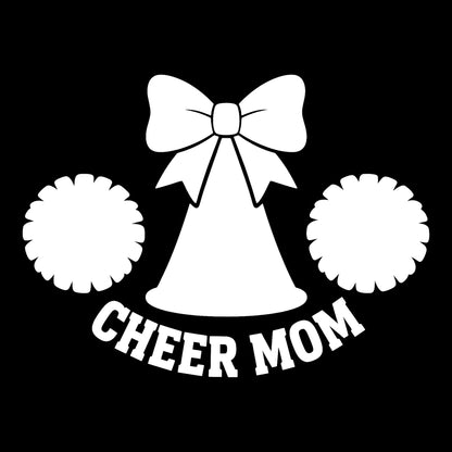 Cheer Mom decal in white on a black background