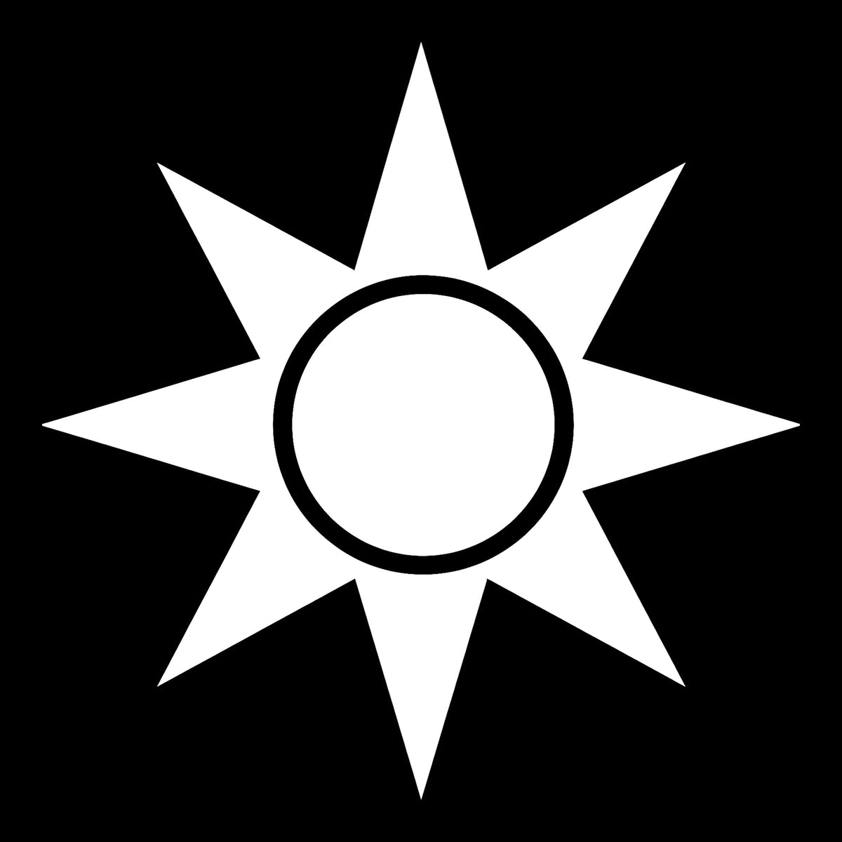 Compass Rose decal in white on a black background