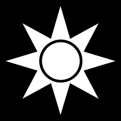 Compass Rose decal in white on a black background