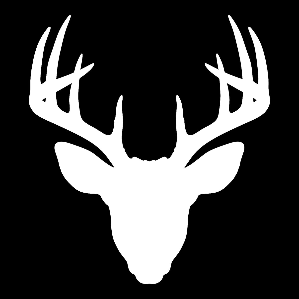 Whitetail Deer decal in white on a black background