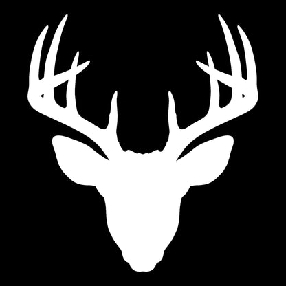 Whitetail Deer decal in white on a black background