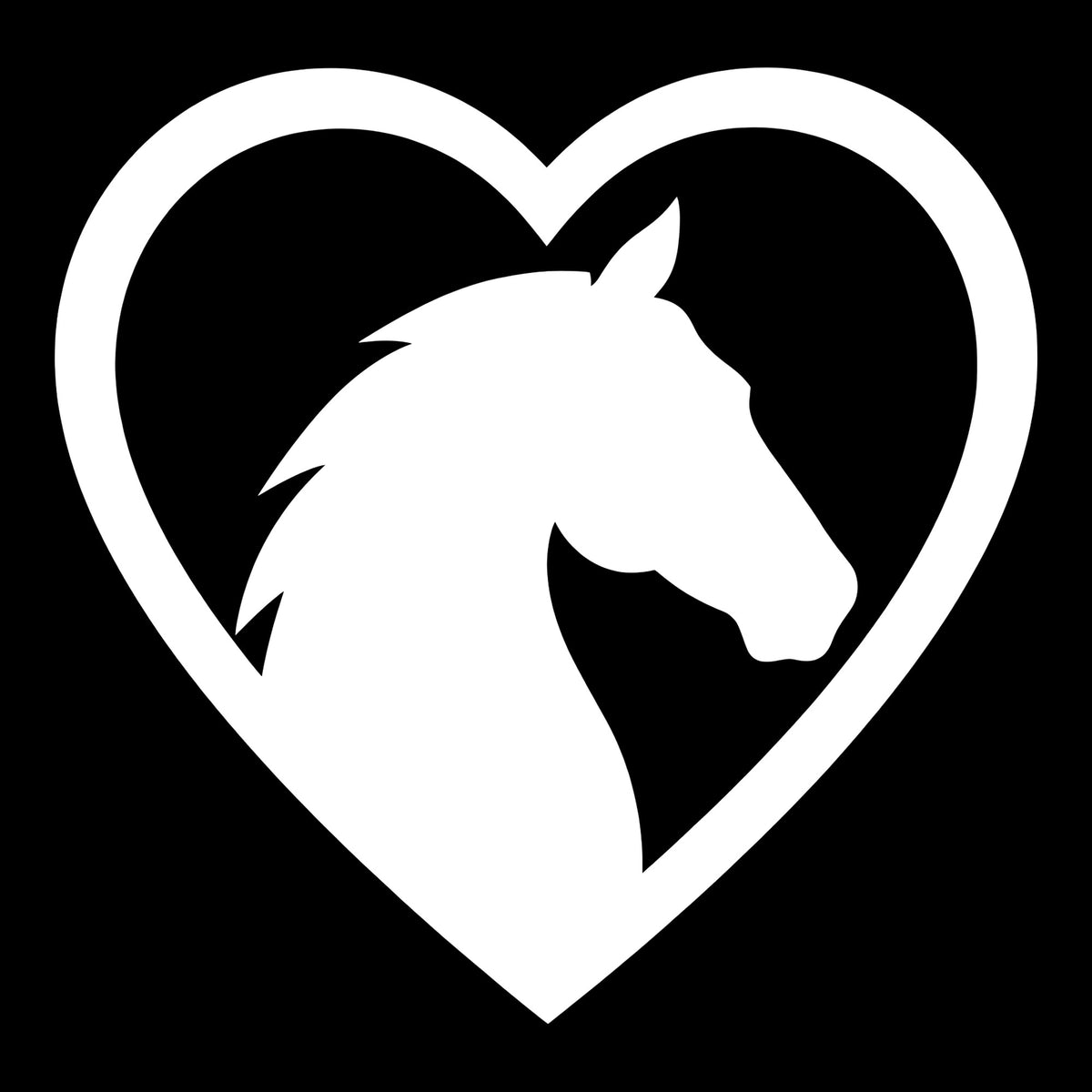 Horse Heart decal in white on a black background