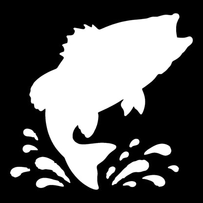Largemouth Bass decal in white on a black background