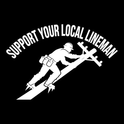 Lineman decal in white on a black background