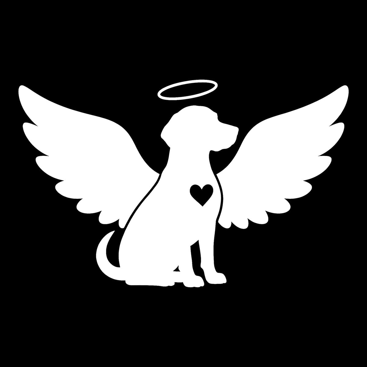 Dog Memorial decal in white on a black background