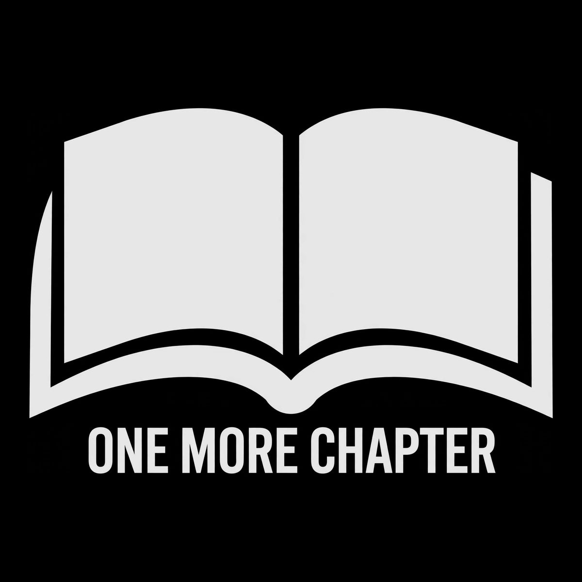 One More Chapter decal in white on a black background