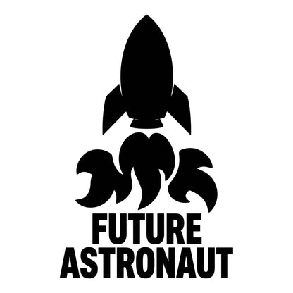 Future Astronaut decal design in black on a white background