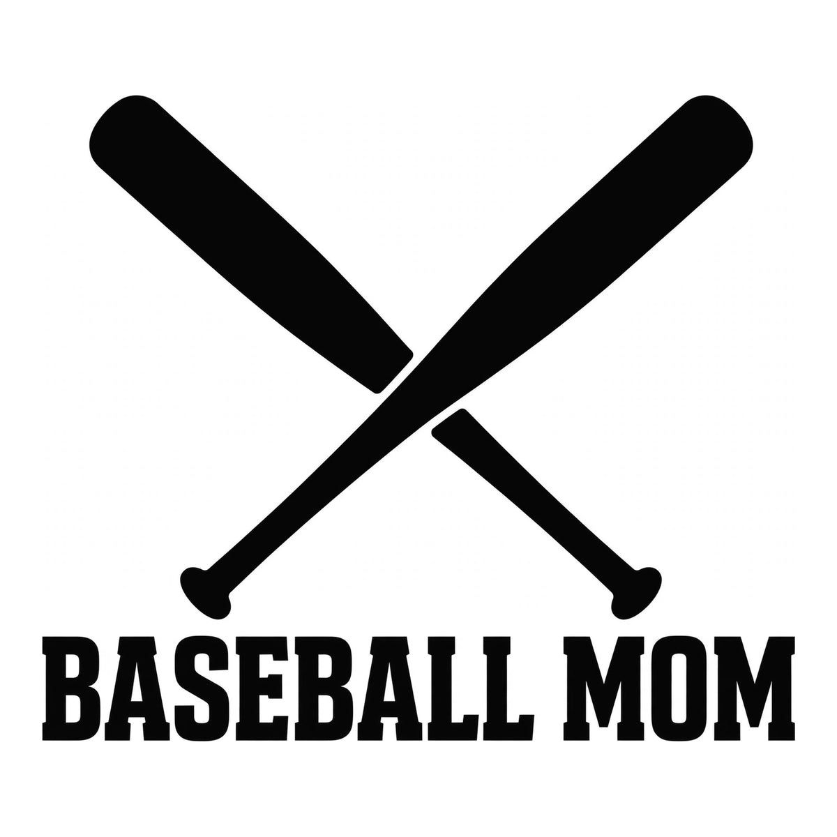Baseball Mom decal design in black on a white background