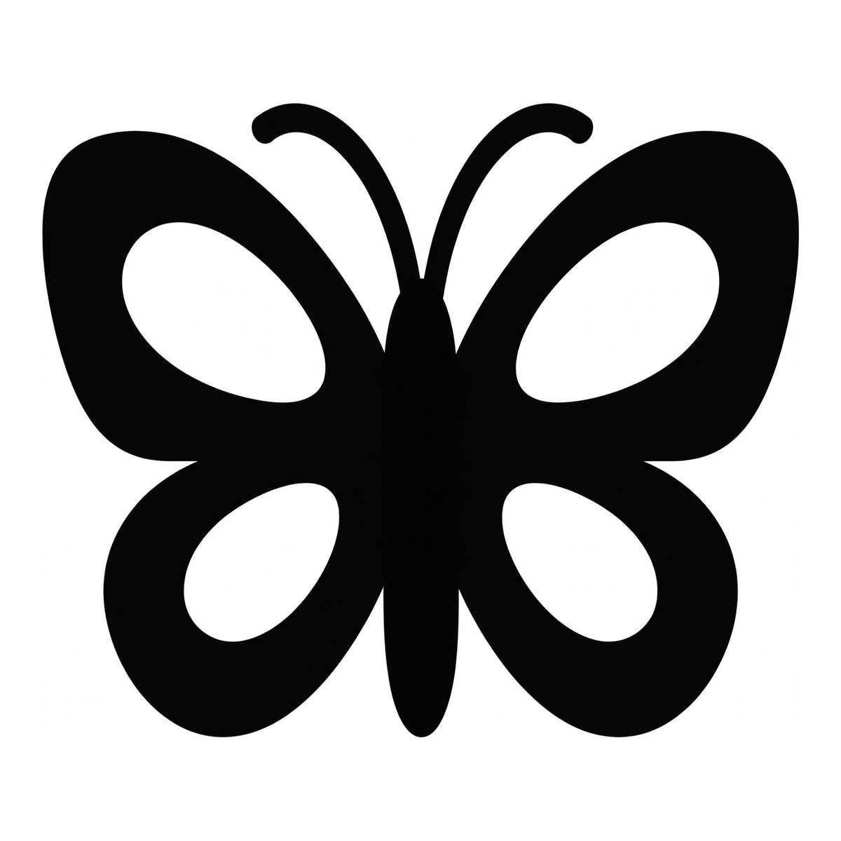 Butterfly decal design in black on a white background