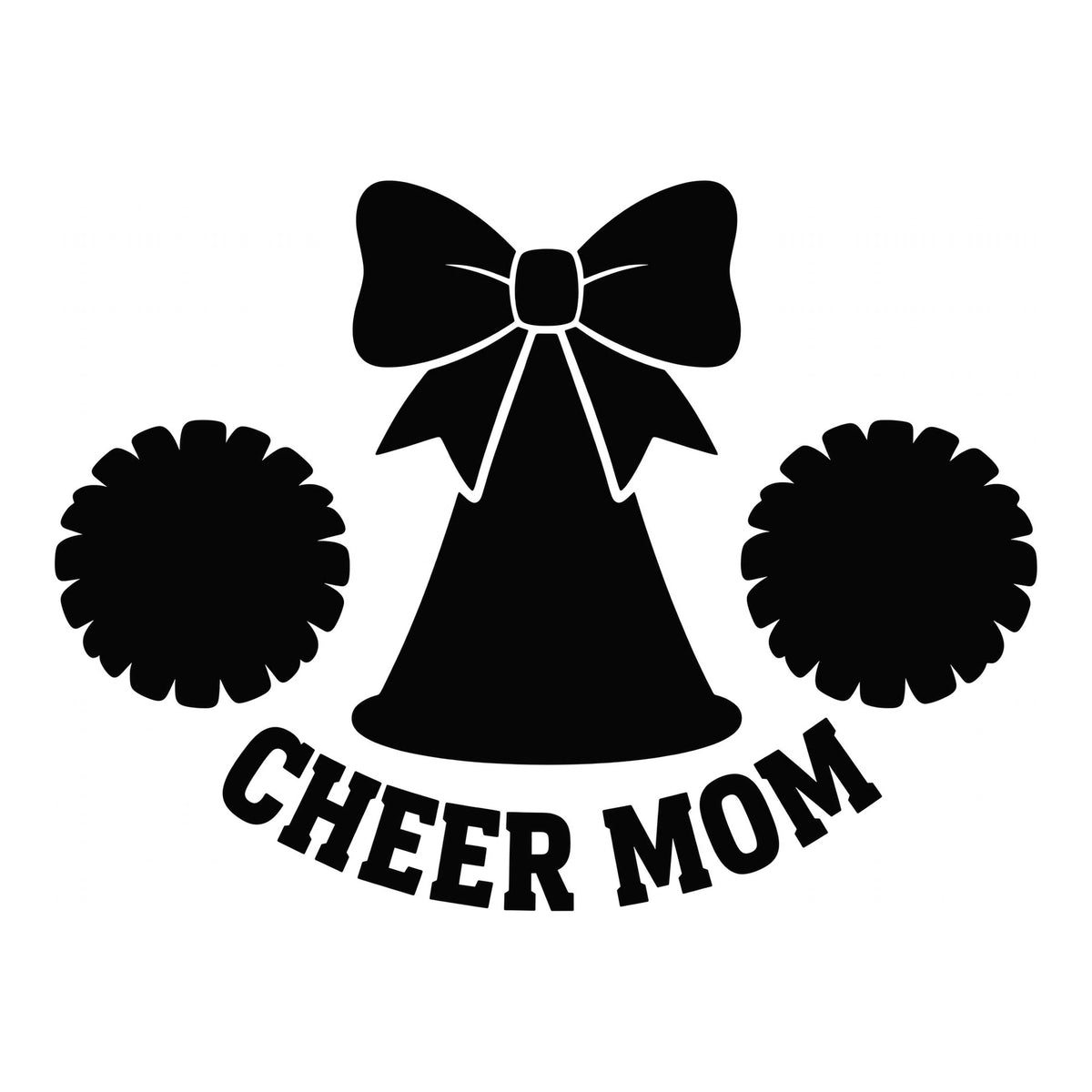 Cheer Mom decal design in black on a white background