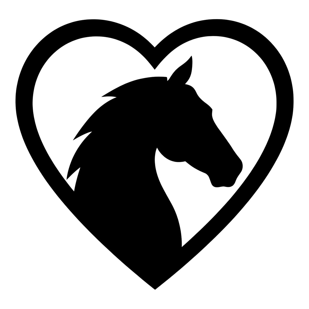 Horse Heart decal design in black on a white background
