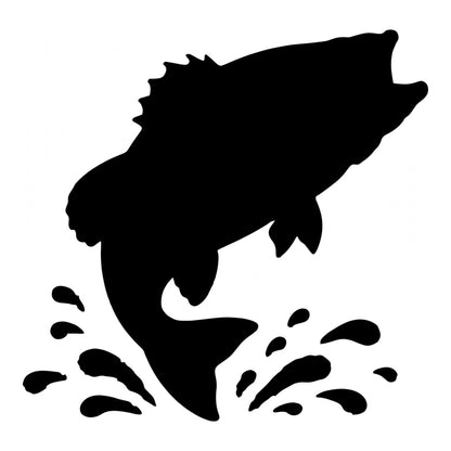 Largemouth Bass decal design in black on a white background
