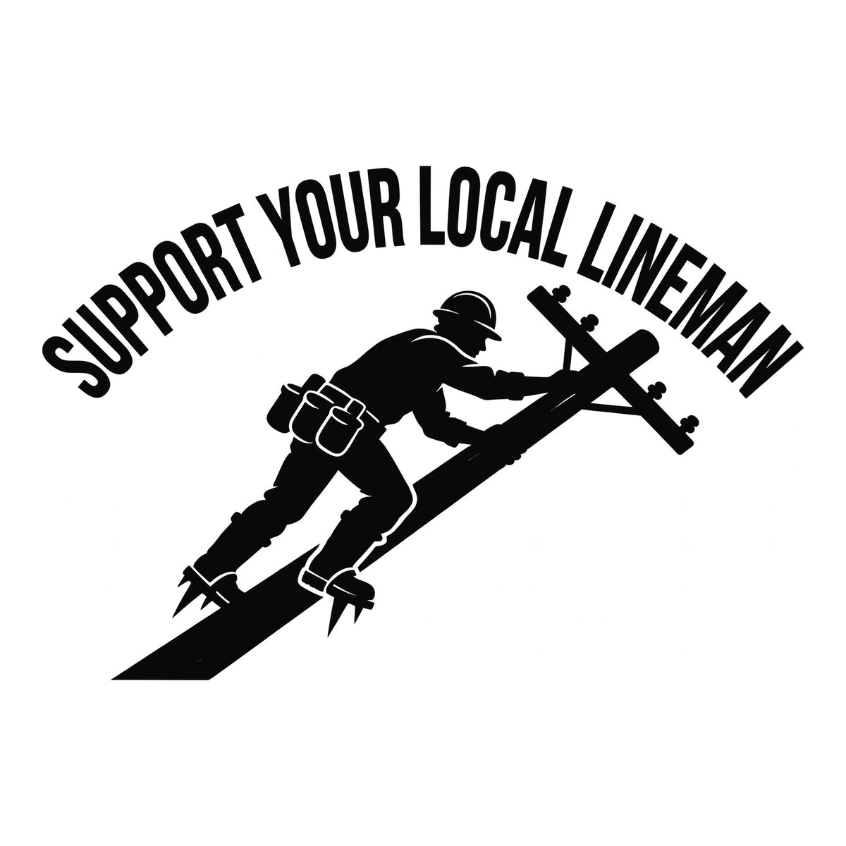 Lineman decal design in black on a white background