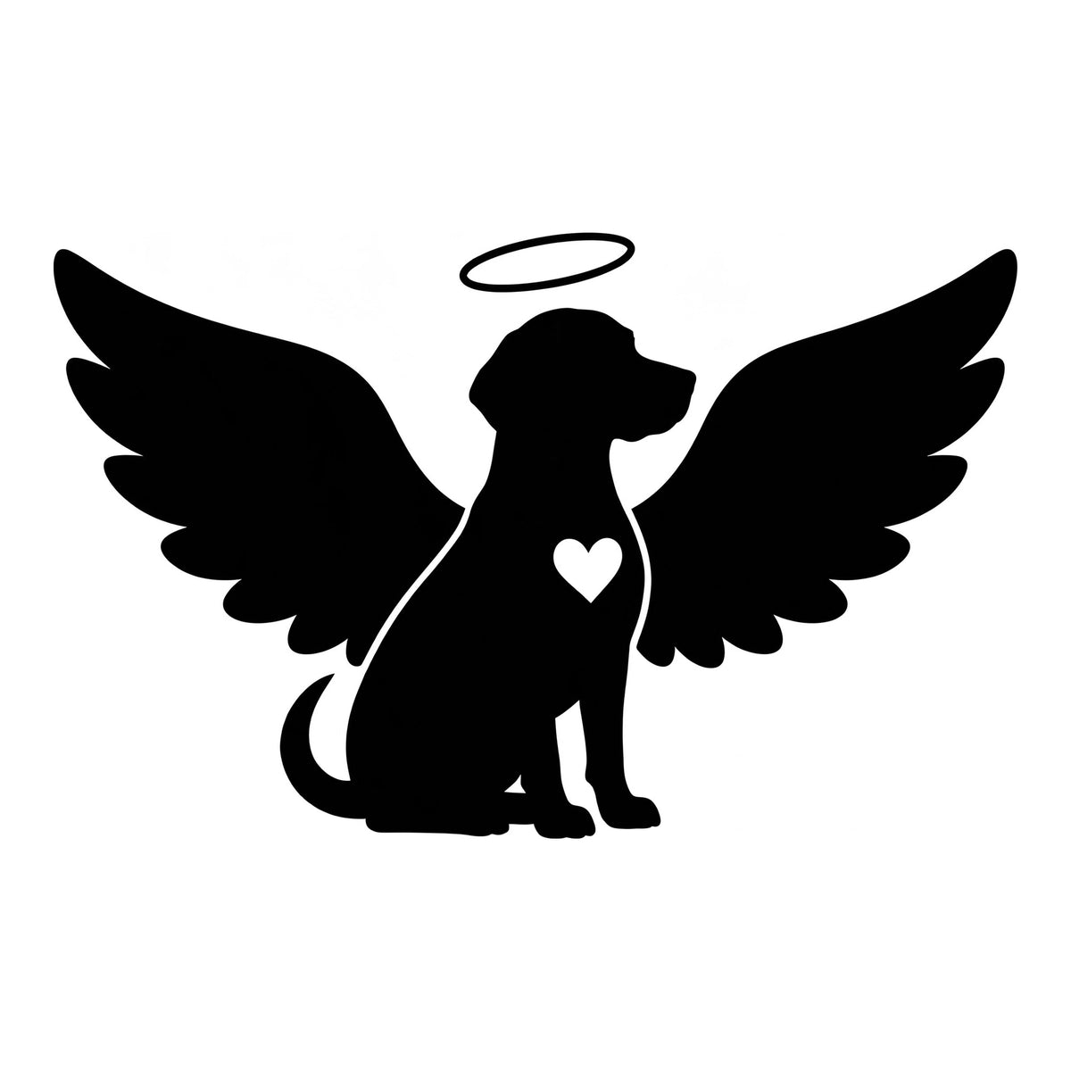Dog Memorial decal design in black on a white background