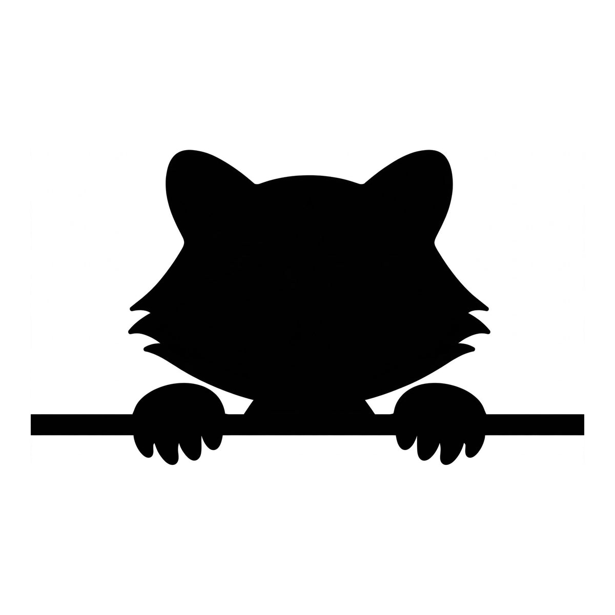 Peeking Raccoon decal design in black on a white background