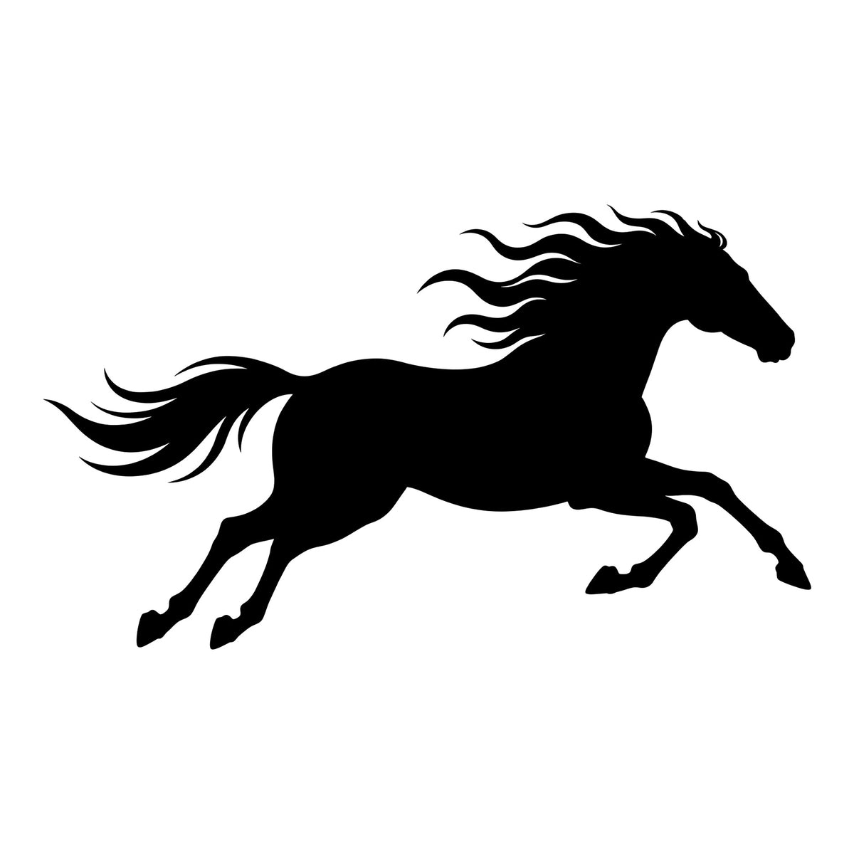 Running Horse decal design in black on a white background