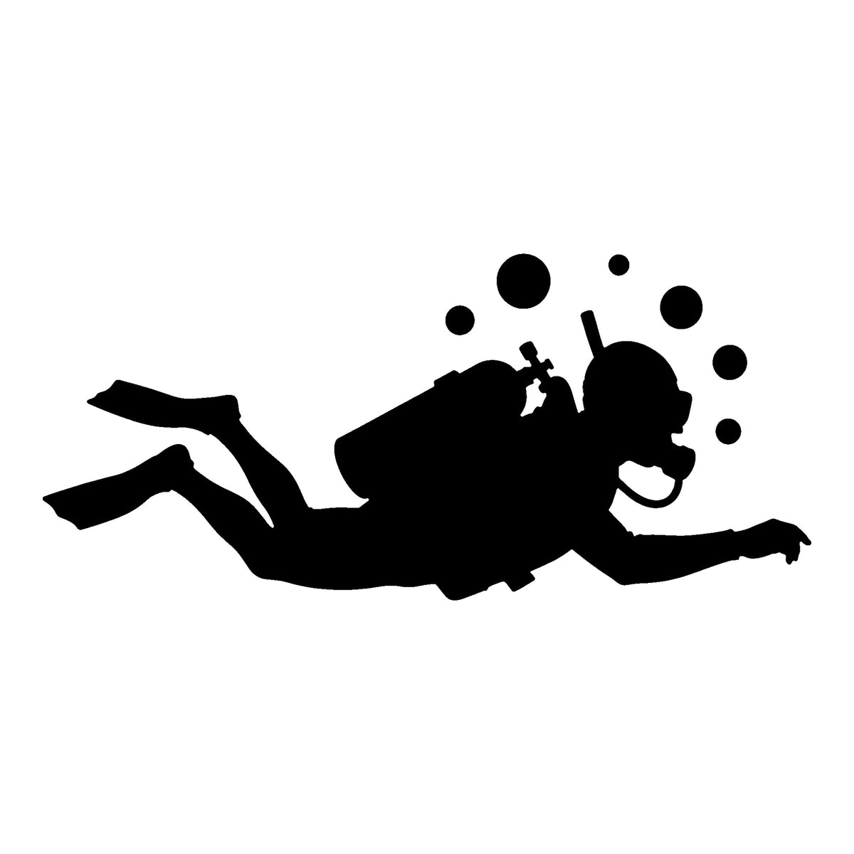 Scuba Diver decal design in black on a white background