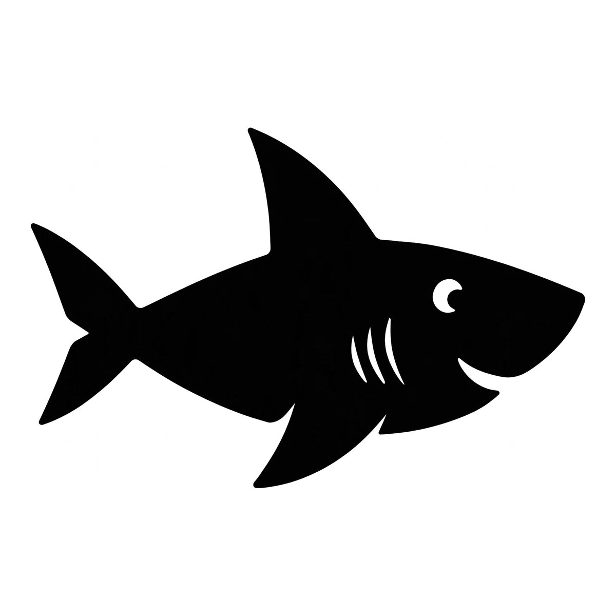 Shark decal design in black on a white background