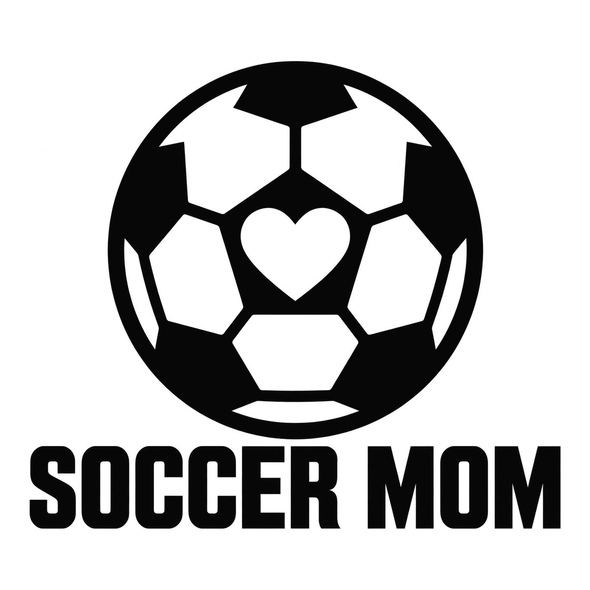 Soccer Mom decal design in black on a white background