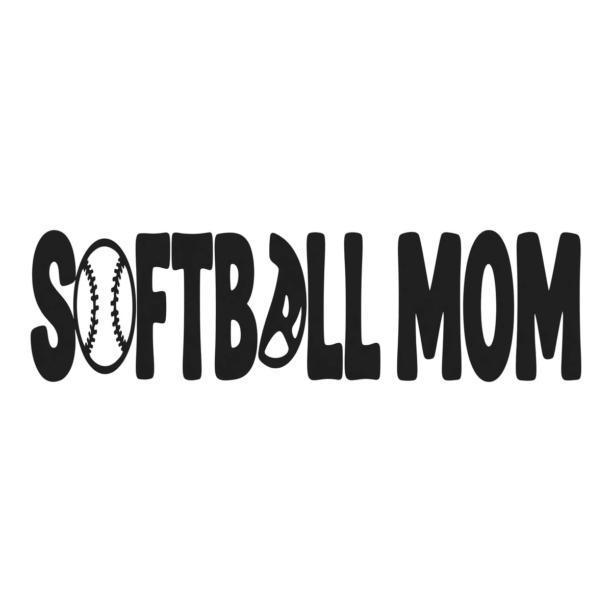 Softball Mom decal design in black on a white background