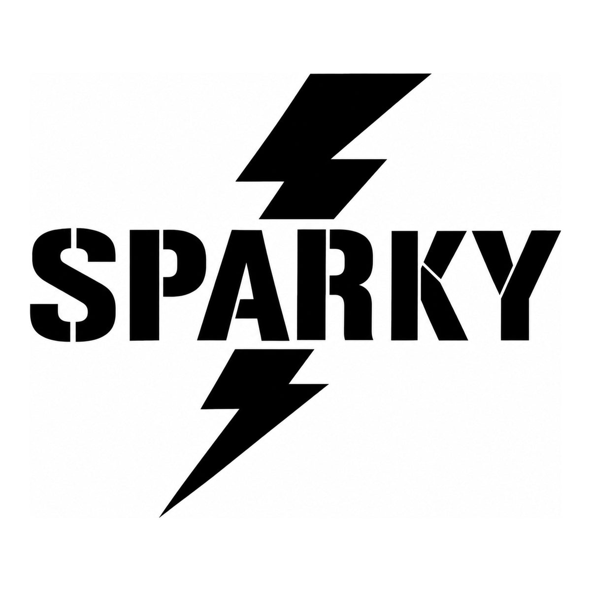 Sparky decal design in black on a white background