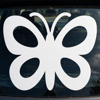 Butterfly decal applied to a truck rear window