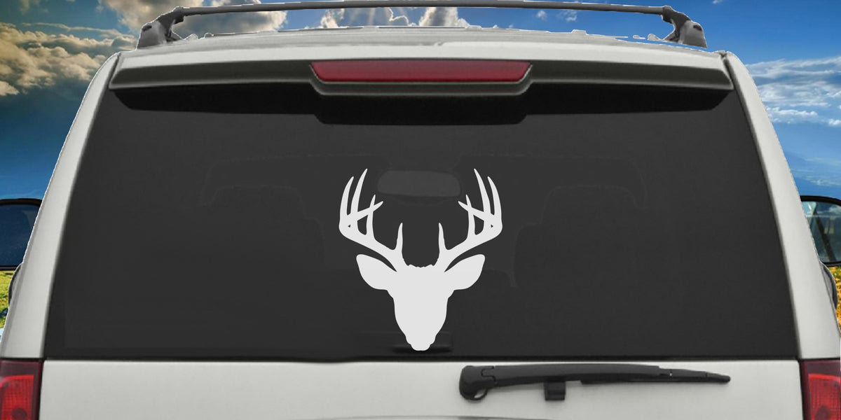Whitetail Deer decal applied to a truck rear window
