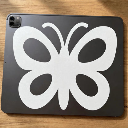Butterfly decal applied to a tablet back