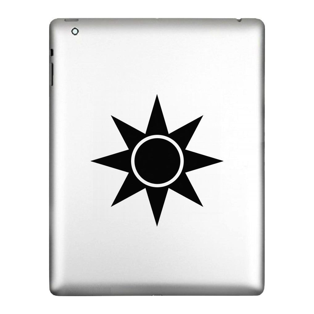 Compass Rose decal applied to a tablet back