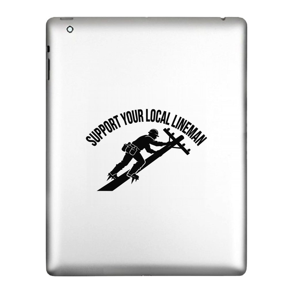 Lineman decal applied to a tablet back
