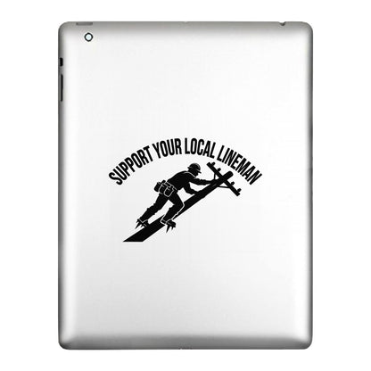 Lineman decal applied to a tablet back