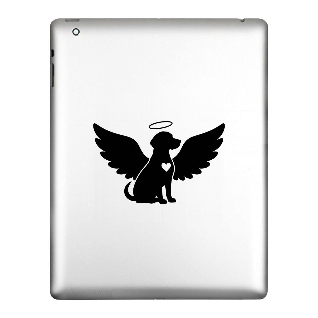 Dog Memorial decal applied to a tablet back