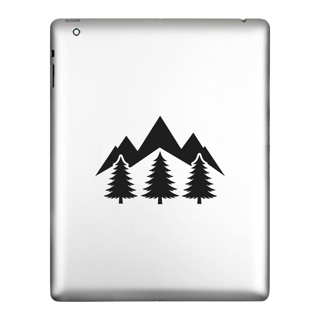 Pine Tree Mountain decal applied to a tablet back