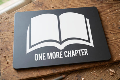 One More Chapter decal applied to a tablet back