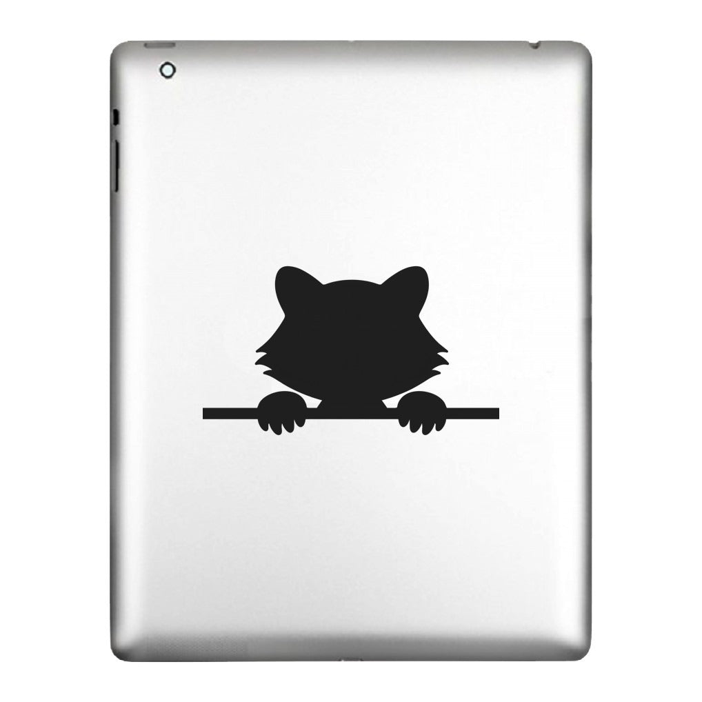 Peeking Raccoon decal applied to a tablet back