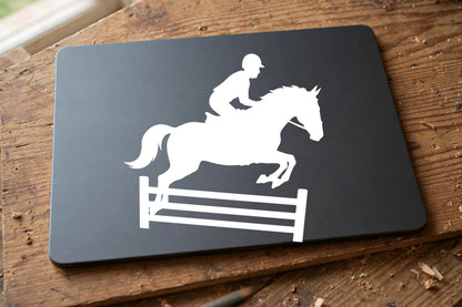 Show Jumper Horse decal applied to a tablet back