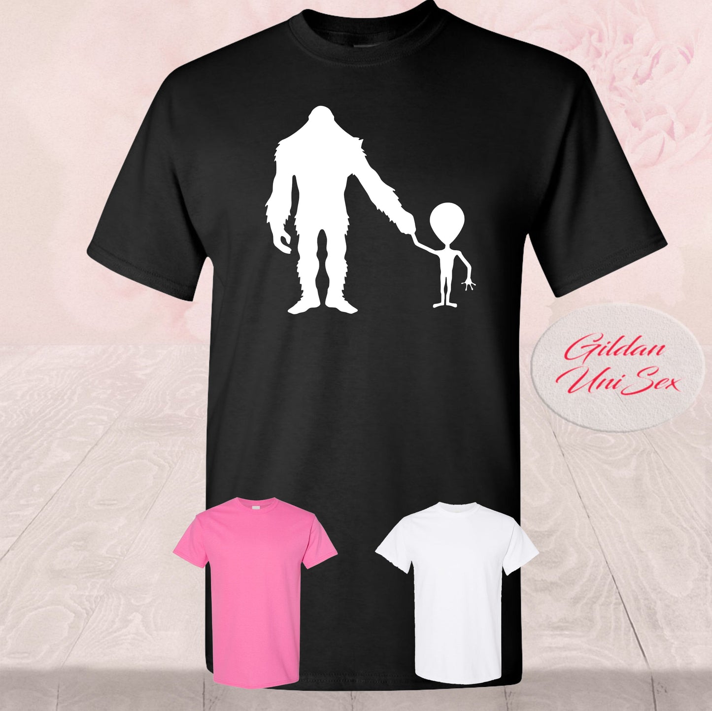 Bigfoot And Alien Holding Hands, Shirt