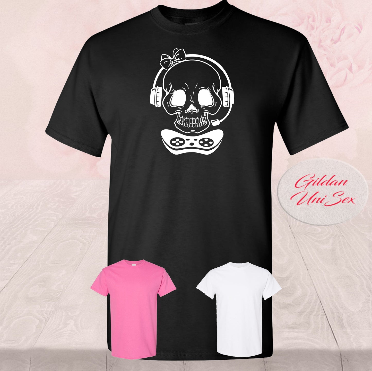 Gamer Skull Girl, Controller Headset, Shirt
