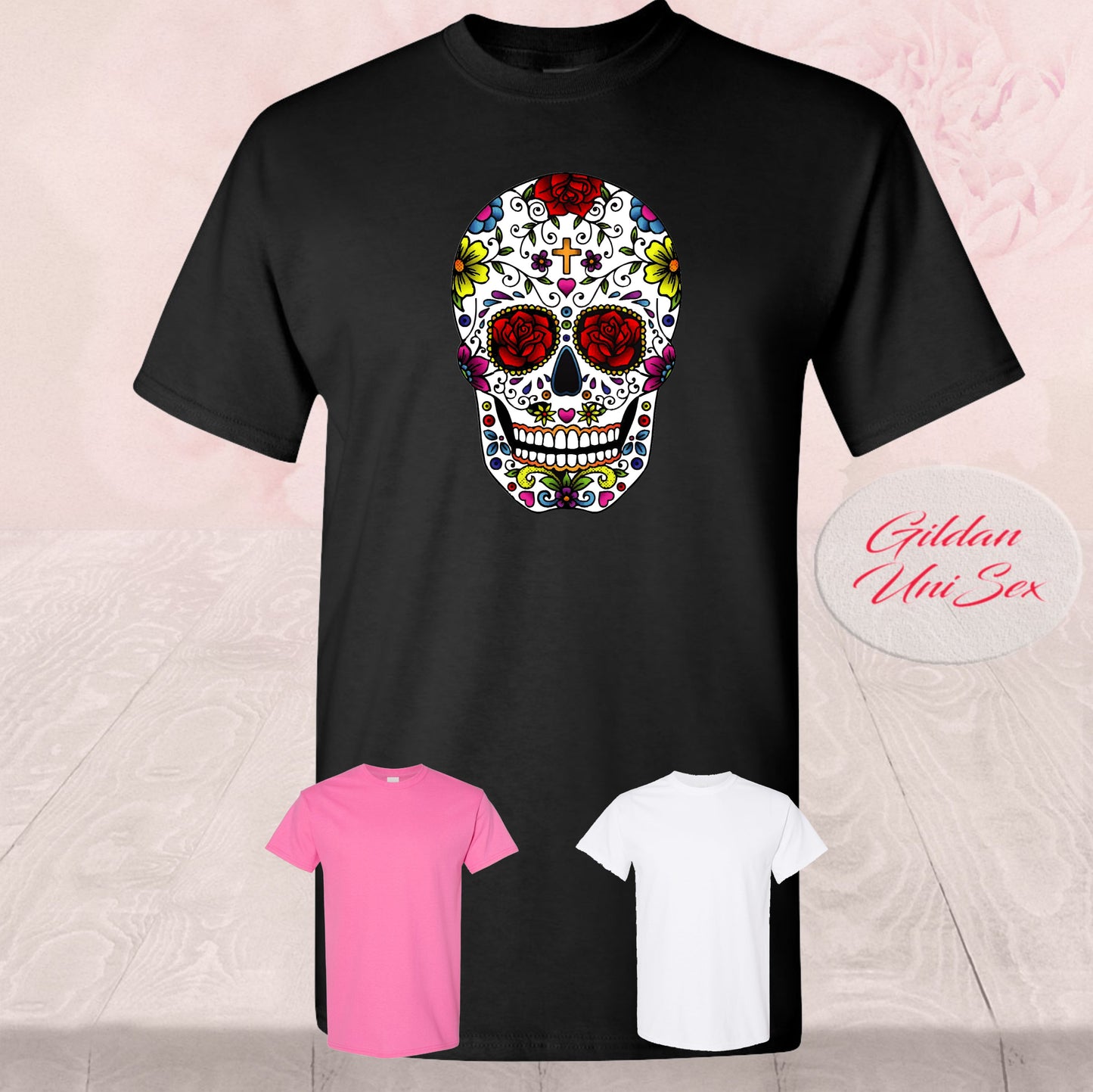Sugar Skull With Roses, Dia de Muertos, Shirt