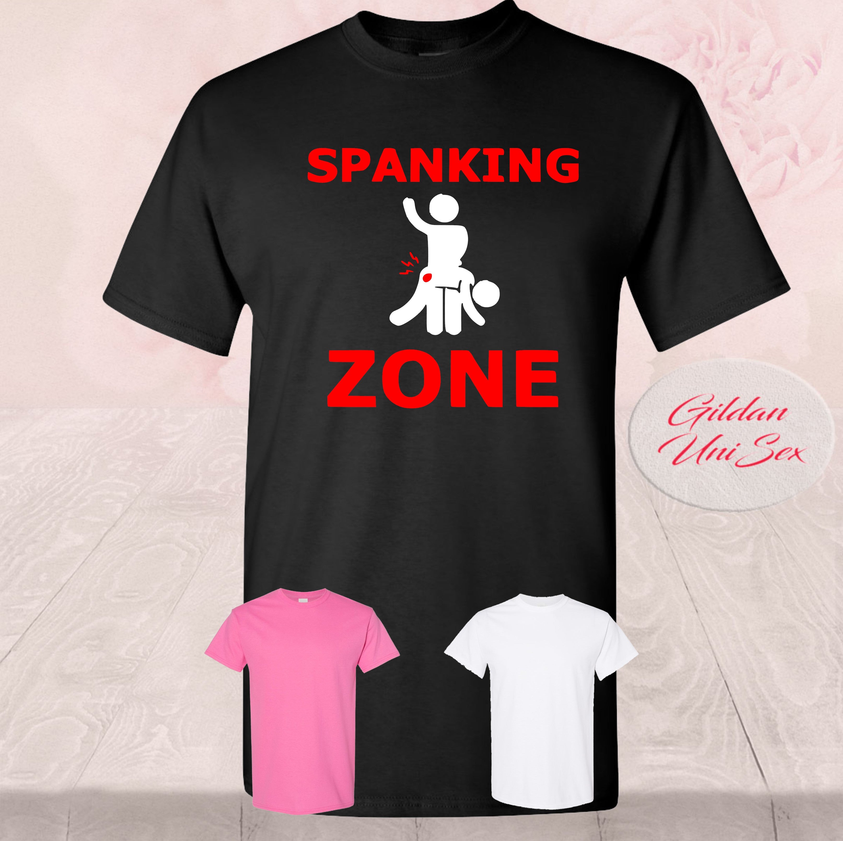 Spanking Zone, bend over the knee, Shirts Shop With photo