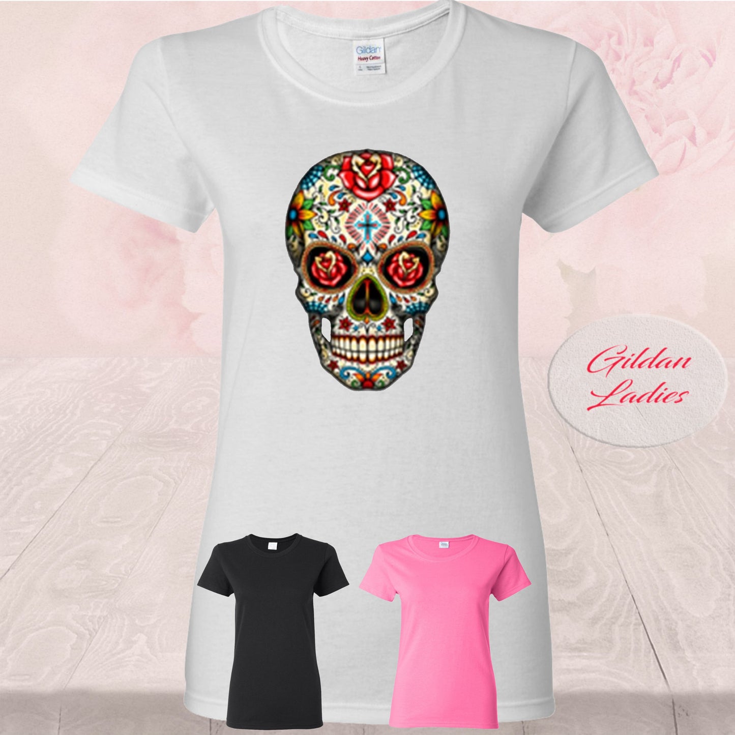 Sugar Skull With Roses, Day of the Dead, Shirt