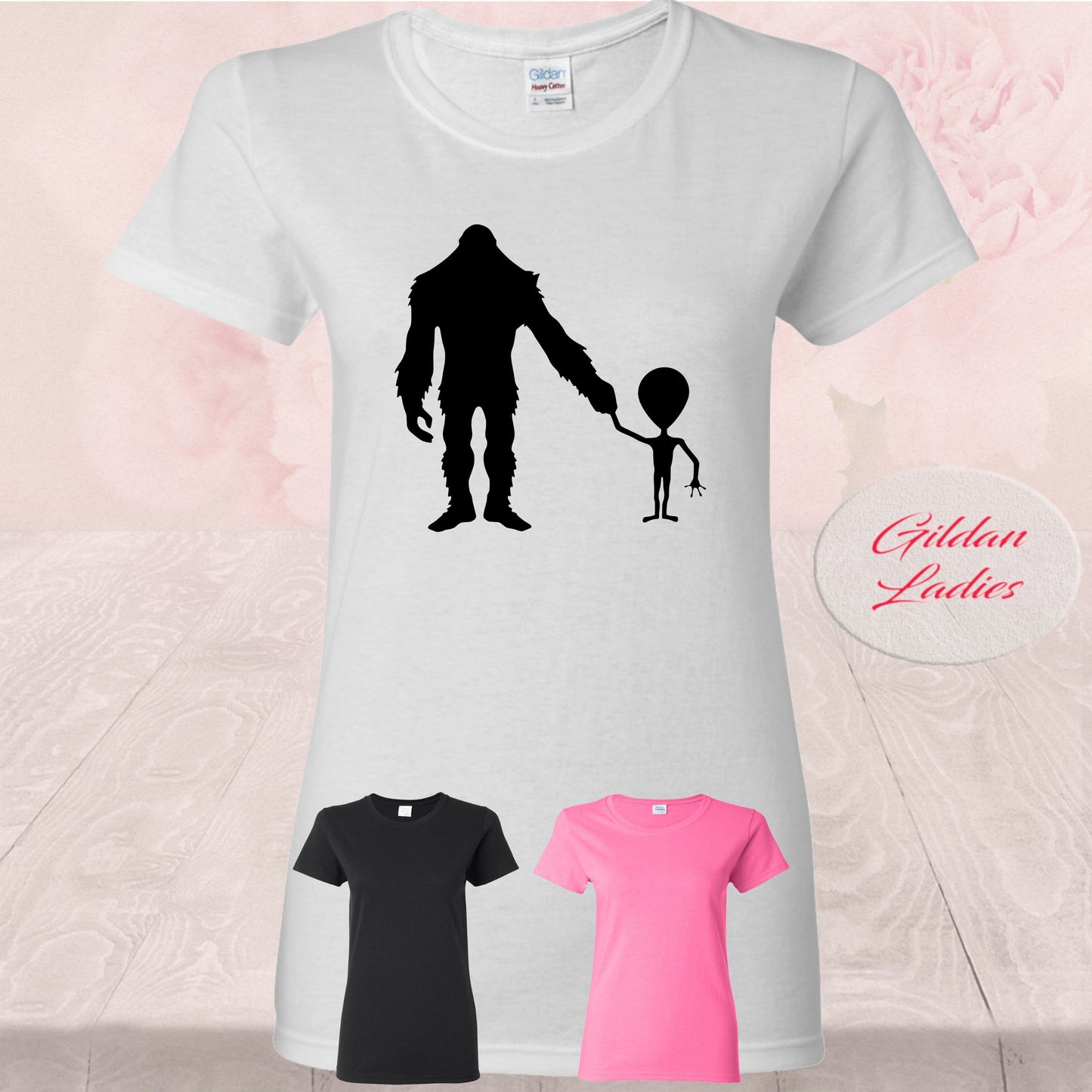 Bigfoot And Alien Holding Hands, Shirt