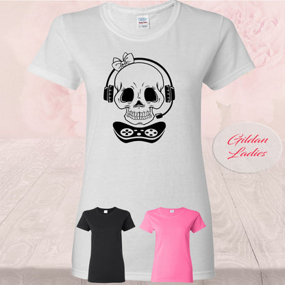 Gamer Skull Girl, Controller Headset, Shirt