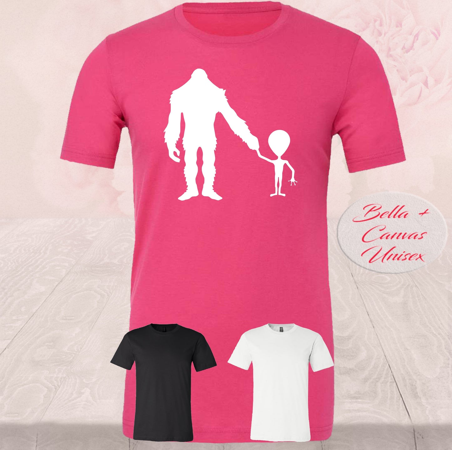 Bigfoot And Alien Holding Hands, Shirt