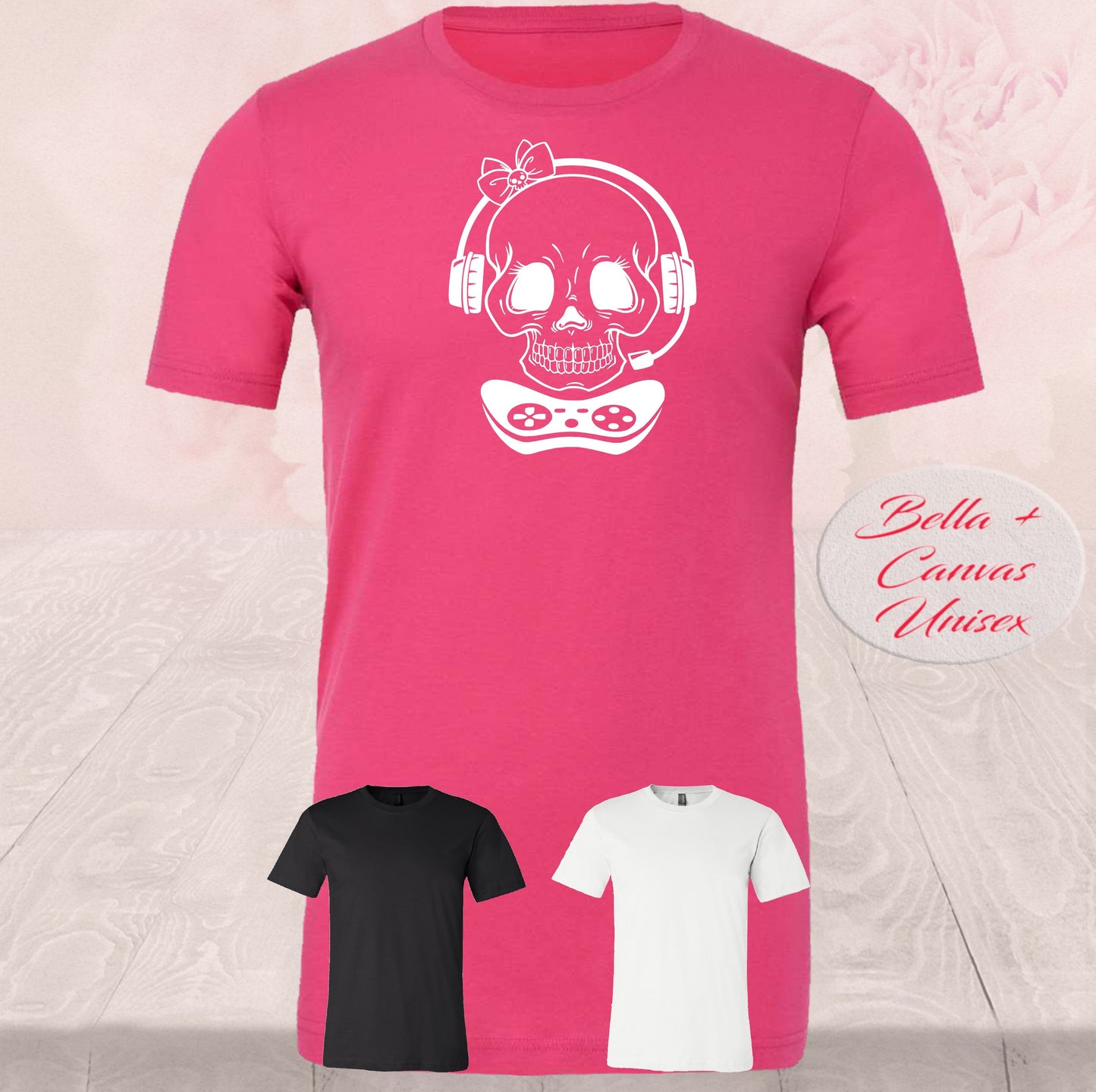 Gamer Skull Girl, Controller Headset, Shirt