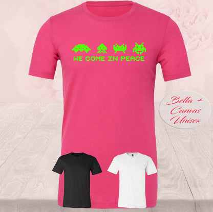 Space Invaders We Come In Peace, Shirts